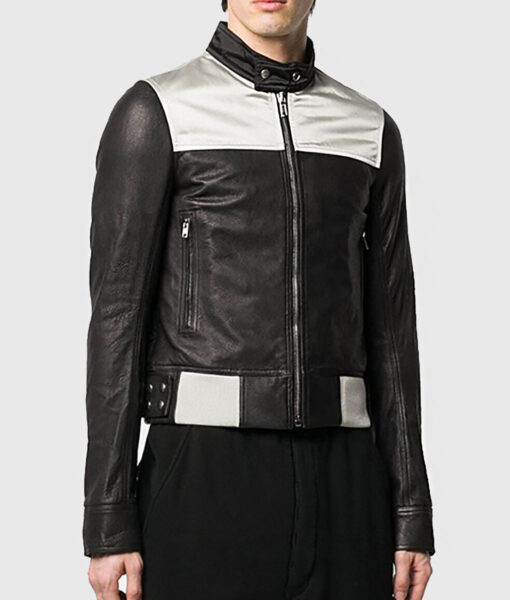 Marcel Men's Black Leather Biker Jacket - Black Leather Biker Jacket for Men - Side View