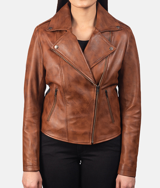 Bethany Brown Biker Leather Jacket
