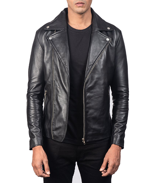 Charlie Black Leather Biker Jacket