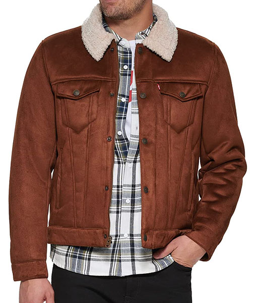 Collin Brown Leather Sherpa Jacket
