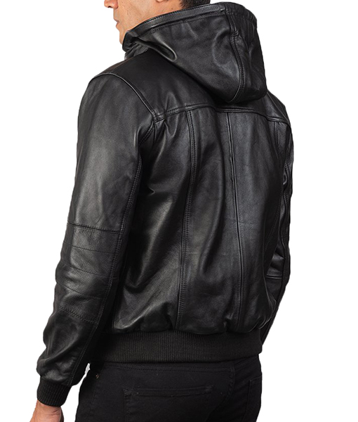 Eric Black Bomber Jacket with Removable Hood