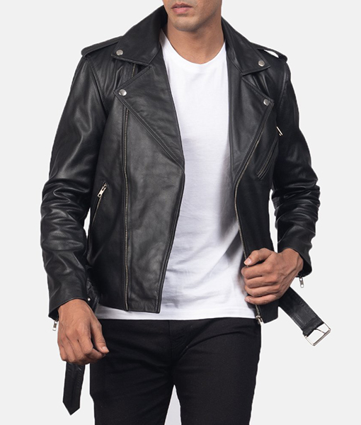 Henry Burny Black Leather Biker Jacket