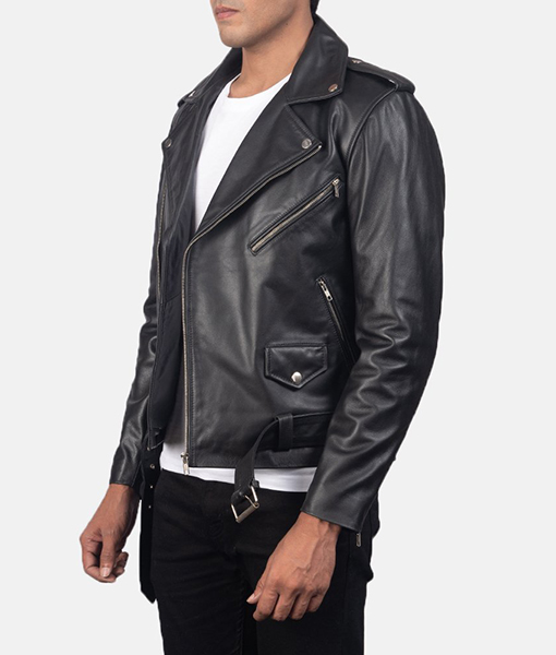 Henry Burny Black Leather Biker Jacket