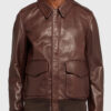 Hercules Men's Brown A-1 Bomber Leather Jacket