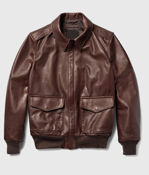 Hercules Men's Brown A-1 Bomber Leather Jacket