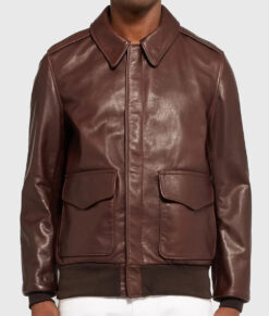 Hercules Men's Brown A-1 Bomber Leather Jacket