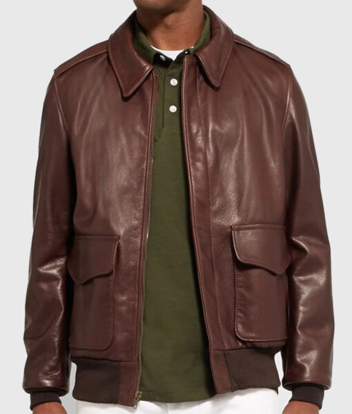 Hercules Men's Brown A-1 Bomber Leather Jacket