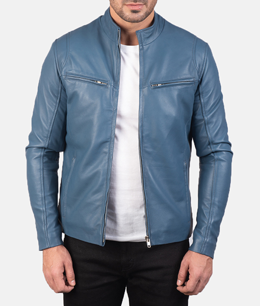 Jack Classic Blue Leather Jacket