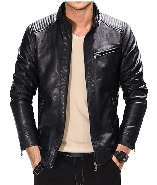 Justin Black Slim Fit Leather Jacket