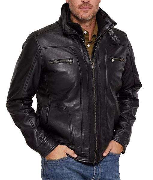 King Huston Black Leather Moto Jacket