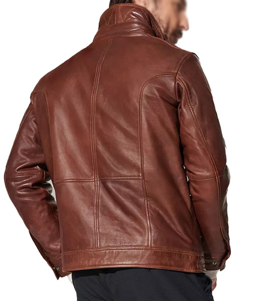 King Huston Brown Leather Moto Jacket