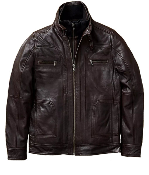 King Huston Dark Brown Leather Moto Jacket