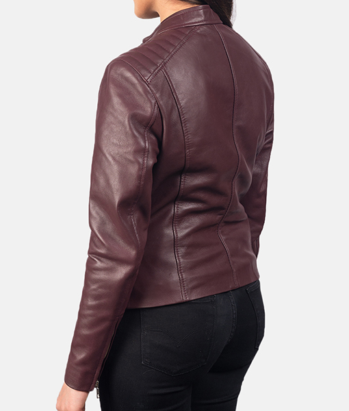 Kristi Maroon Leather Jacket