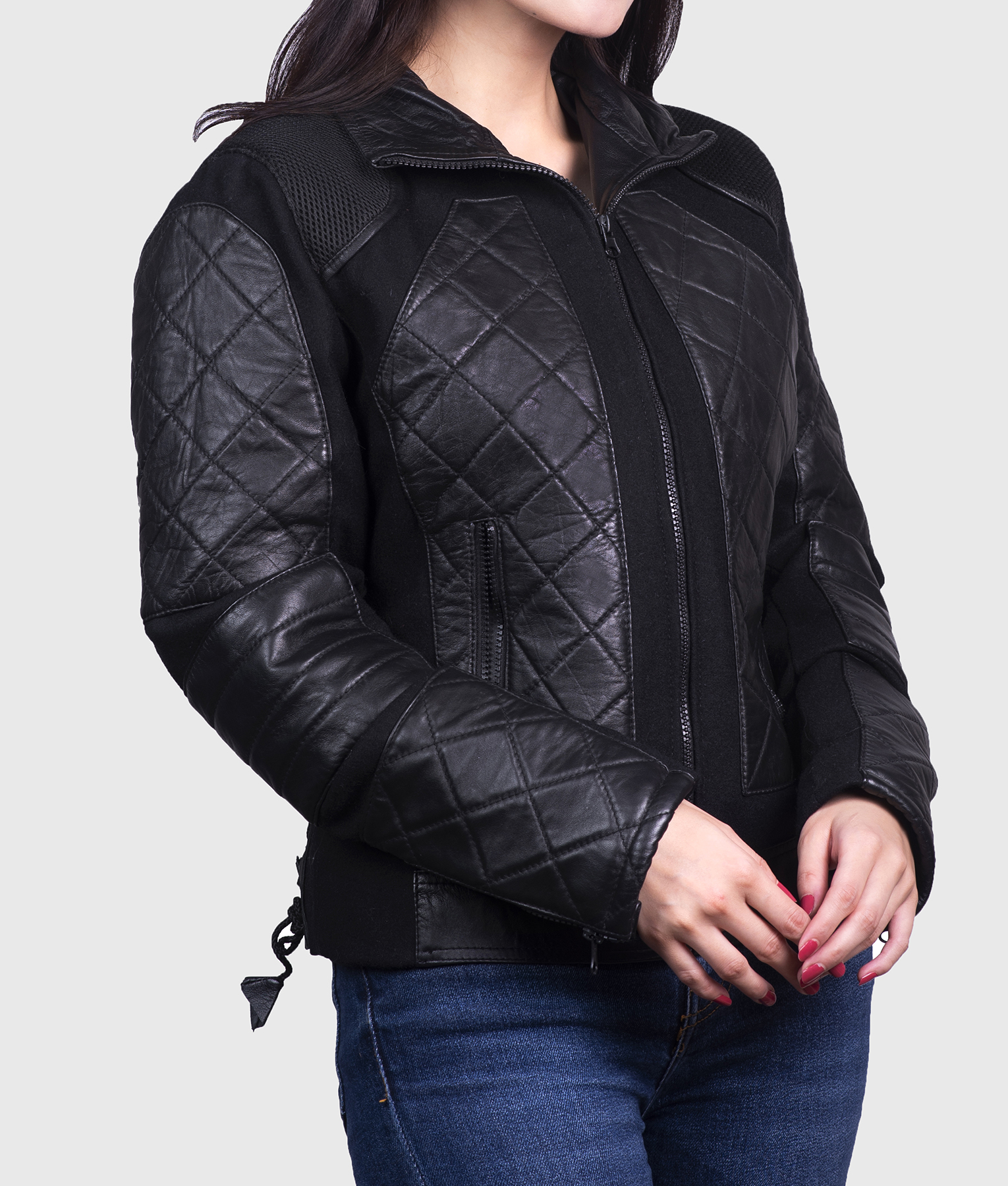 Penny Women's Black Quilted Leather Jacket NYC Jackets