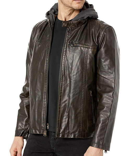 Martin Dark Brown Leather Jacket with Hood