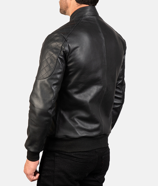 Mason Black Leather Bomber Jacket