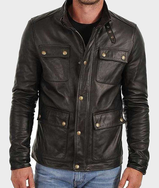 Mens Four Pocket Leather Jacket