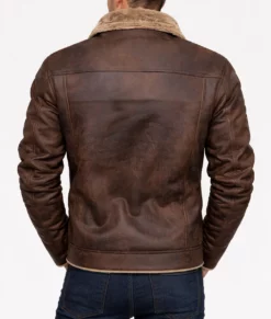 Nathan Men's Distressed Brown G-1 Bomber Leather Jacket-back
