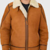 Tejan Men's Brown B-3 Bomber Leather Jacket - Brown B-3 Bomber Leather Jacket for Men - Front View