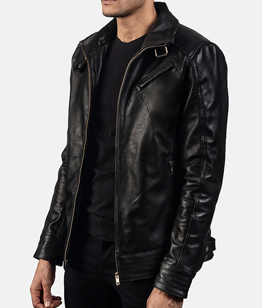 Wilson Black Leather Biker Jacket