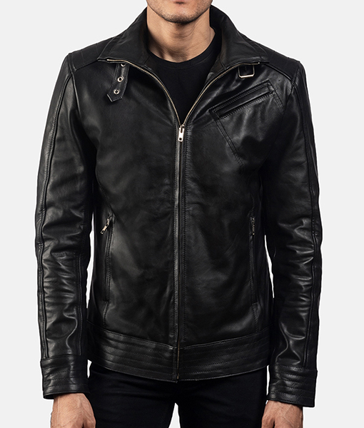 Wilson Black Leather Biker Jacket