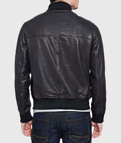 Zeus Men's Black A-1 Bomber Leather Jacket - Black A-1 Bomber Leather Jacket for Men - Back View
