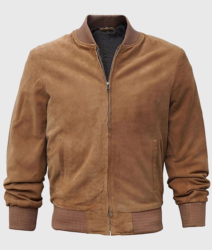Chris Men's Brown Bomber Suede Jacket | NYC Jackets