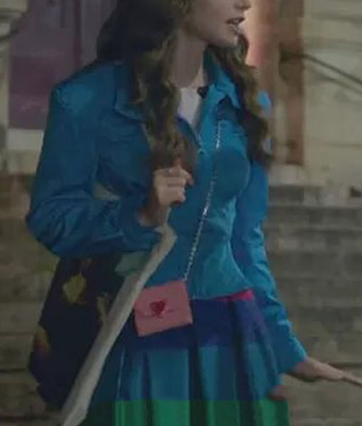 Lily Collins Emily In Paris S02 Blue Jacket