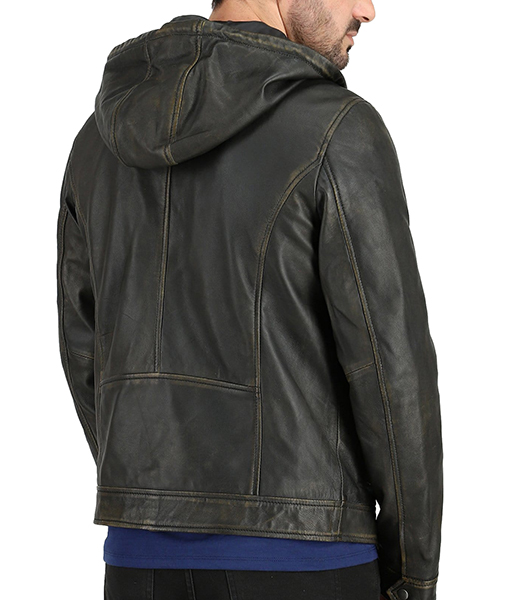 Men's Classic Hooded Leather Jacket