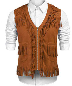 Men's MFJ021 Cowboy Brown Fringe Vest