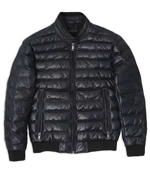 Philip Bomber Leather Puffer Jacket