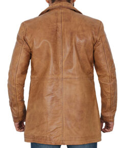 Sheriff Brown Leather Overcoat Mens