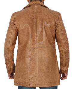 Sheriff Brown Leather Overcoat Mens