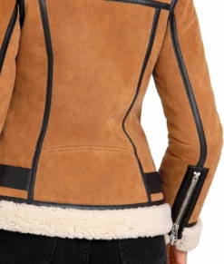 Vickie Women's Brown B-3 Bomber Suede Jacket-Zoom