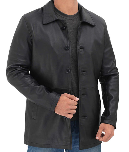 Winchester Mens Black Leather Coat
