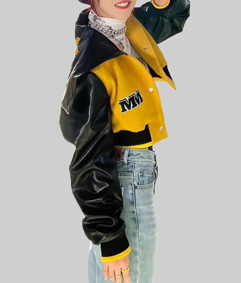 Moon Byul Lunatic Song Yellow and Black Leather Jacket | NYCJackets