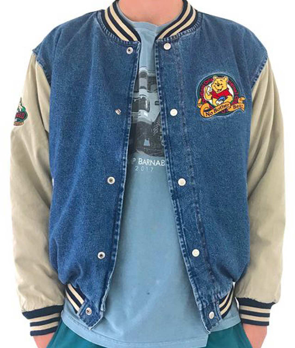 Click to enlarge 90s Xxxtentacion Winnie The Pooh Varsity Denim Jacket