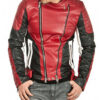 Men's Padded Red Leather Jacket