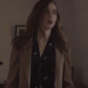Windfall Lily Collins Brown Coat