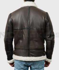 Theodore Men's Brown B-3 Bomber Leather Jacket - Brown B-3 Bomber Leather Jacket for Men - Back View
