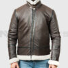 Theodore Men's Brown B-3 Bomber Leather Jacket - Brown B-3 Bomber Leather Jacket for Men - Front Close View