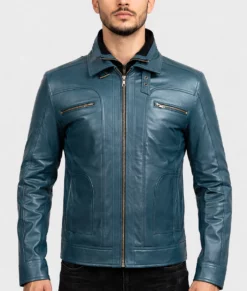 Hayden Blue Biker Jacket | Men's Blue Biker Jacket-4