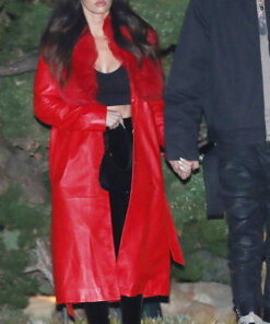 Megan Fox Fur Red Coat
