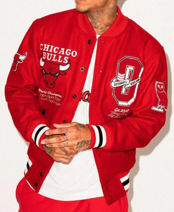 OVO NBA Chicago Bulls Mens Red Jacket