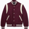 Teddy Burgundy Wool Varsity Jacket