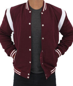 Teddy Burgundy Wool Varsity Jacket