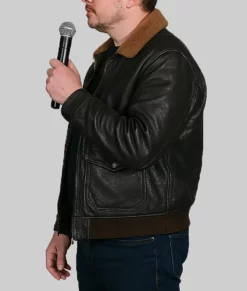 Elon Musk Mens Brown Leather Jacket-Side