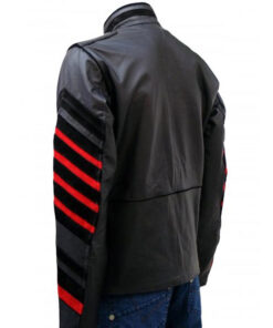 Men's Black Leather Military Jacket