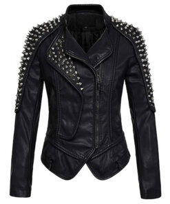 Women's Punk Stylish Studded Leather Jacket