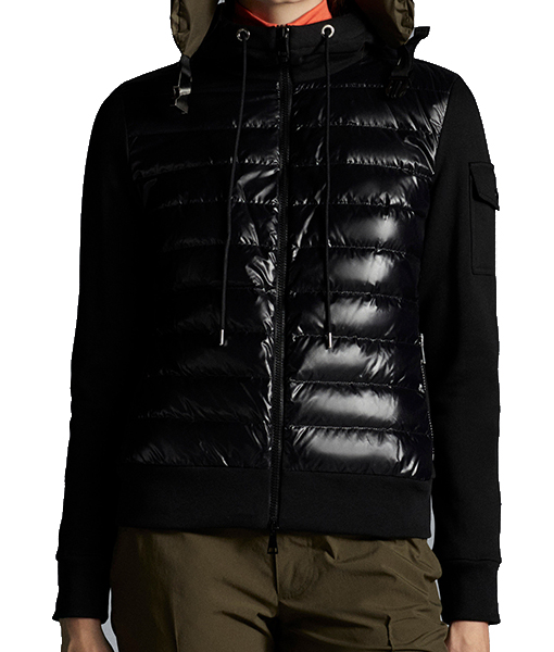 Women Black Quilted Hooded Jacket